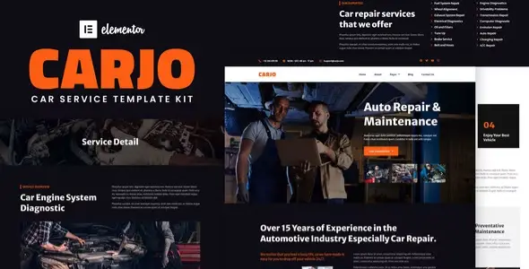 Carjo – Car Services & Repair Elementor Template Kit